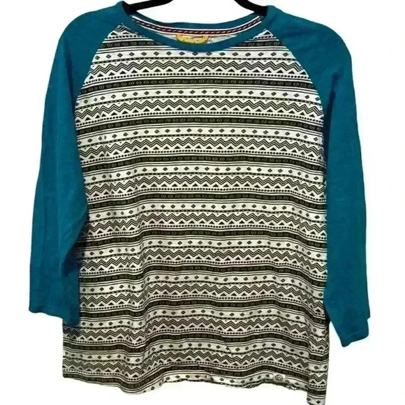 Free Planet Unisex Geometric Raglan Sleeve T-Shirt Multicolor Size Large - Picture 1 of 7